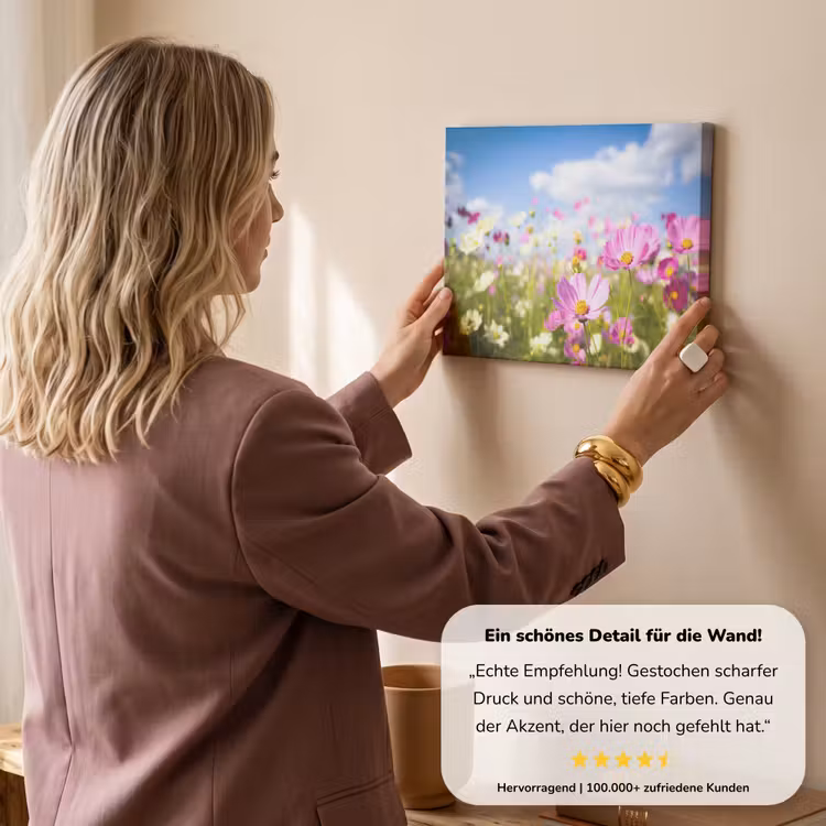 Bloemen - Wei - Paars - Gras - Wit - Wolken - Blauw canvas 2cm klein -Xsfeer7_DE