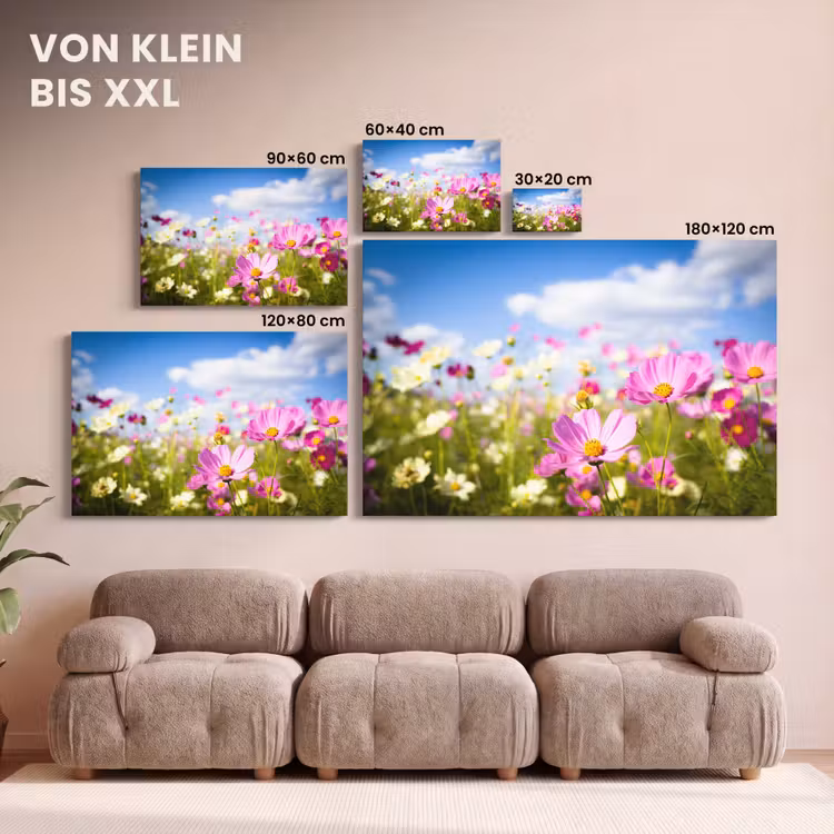 Bloemen - Wei - Paars - Gras - Wit - Wolken - Blauw canvas 2cm klein -Xsfeer8_DE