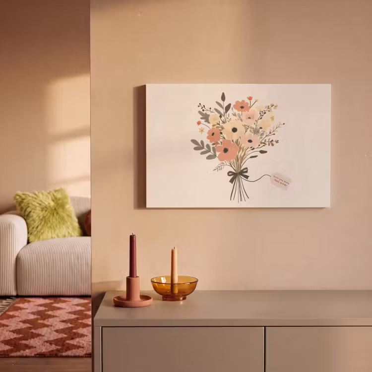 Bloemen - Quote - Beige - Lint canvas 2cm klein -sfeer1