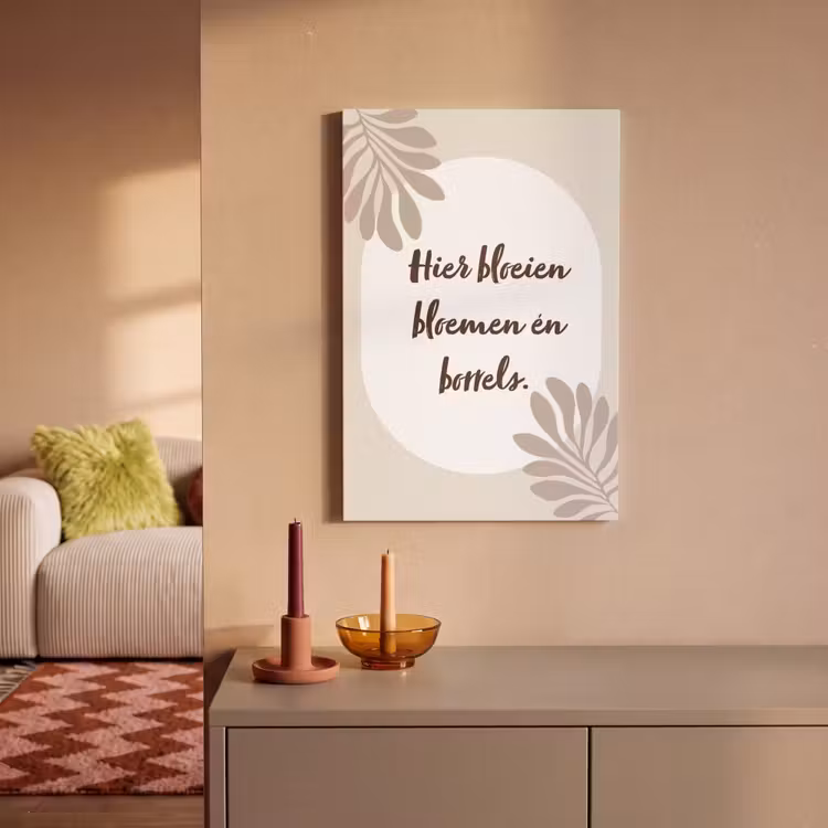 Bloemen - Quote - Zomer - Beige canvas 2cm klein -sfeer1