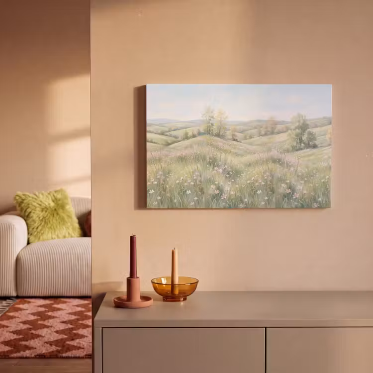 Bloemen veld - Bloemen - Groen canvas 2cm klein -sfeer1