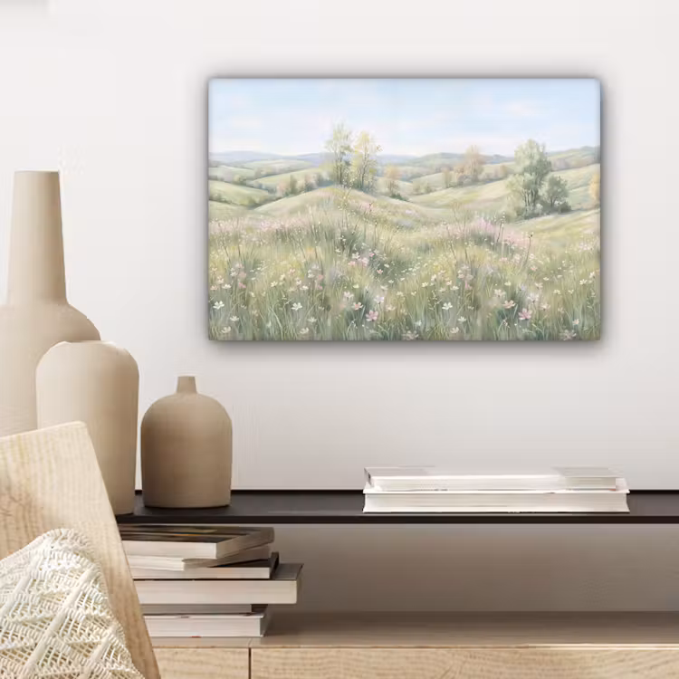 Bloemen veld - Bloemen - Groen canvas 2cm klein -sfeer6
