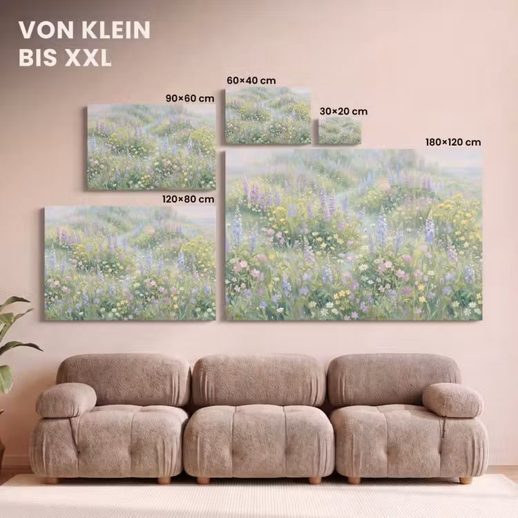 Bloemenveld - Heuvels - Kleurrijk canvas 2cm klein -Xsfeer8_DE