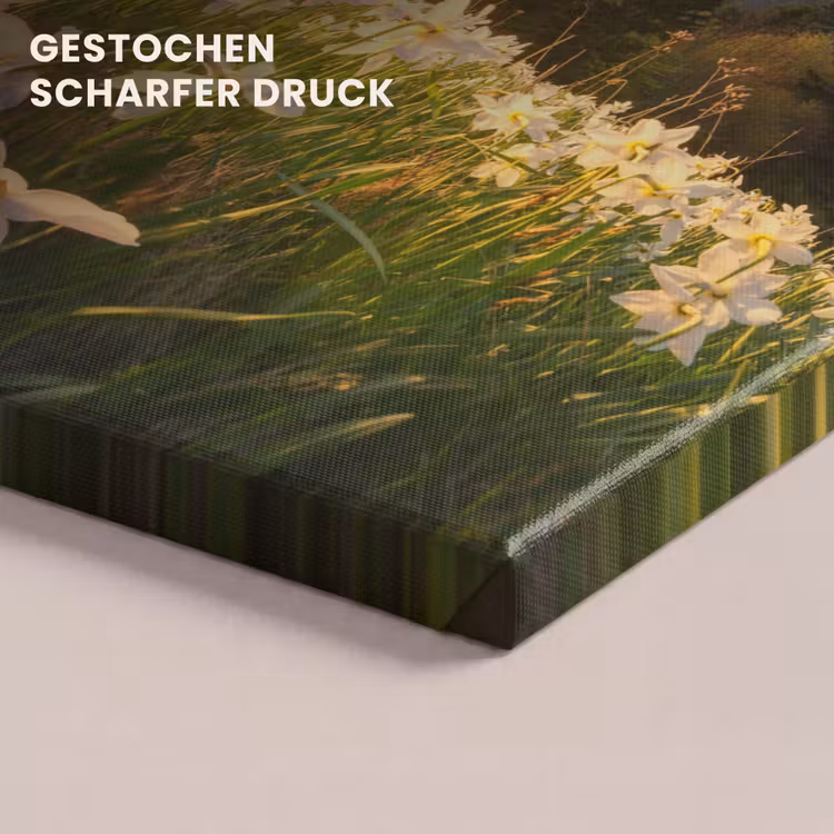 Bloemenveld - Heuvels - Zonsondergang - Berg - Natuur - Wit - Heuvels canvas 2cm klein -closeup_print_DE