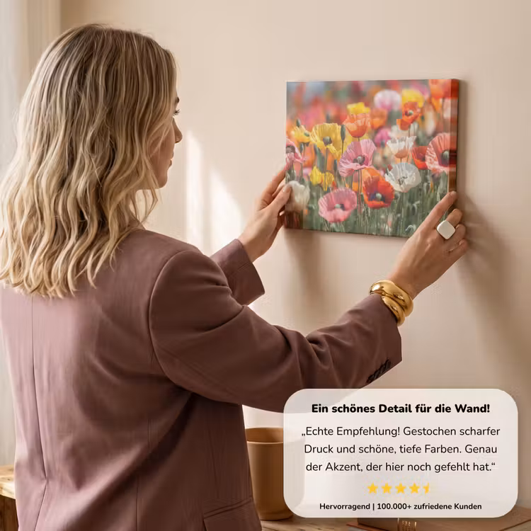 Bloemenveld - Klaprozen - Kleurrijk canvas 2cm klein -sfeer3