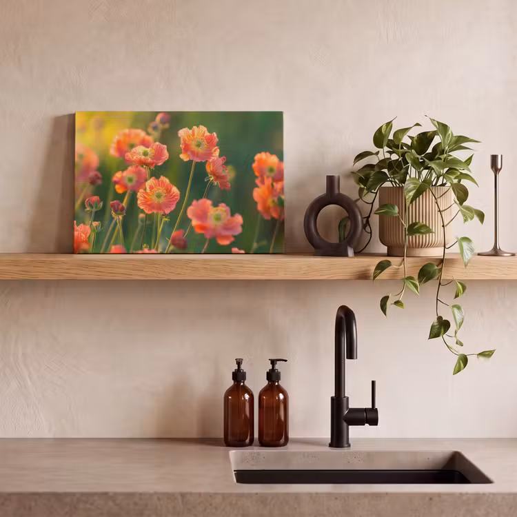 Bloemenveld - Zonnestralen - Oranje canvas 2cm klein -sfeer6