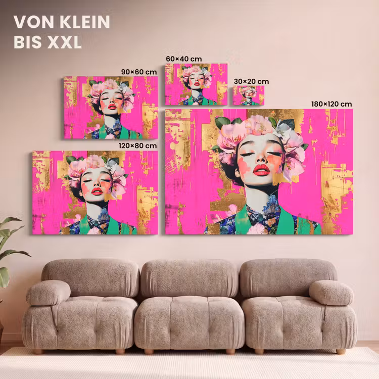Bloemenkroon - Goud - Vrouw - Portret canvas 2cm klein -Xsfeer8_DE