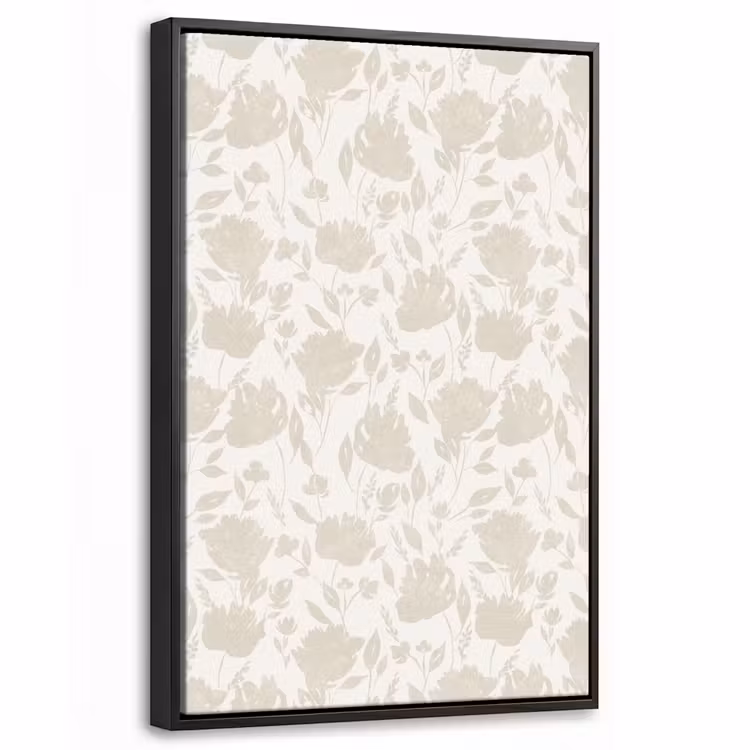 Bloemenpatroon - Silhouet - Wit Canvas met baklijst klein 1125 -threedimensional_3d_global