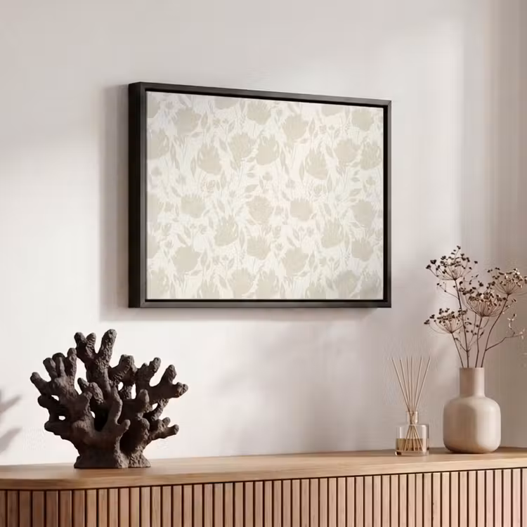 Bloemenpatroon - Silhouet - Wit Canvas met baklijst klein 1125 -atmosphere_sfeer3_global