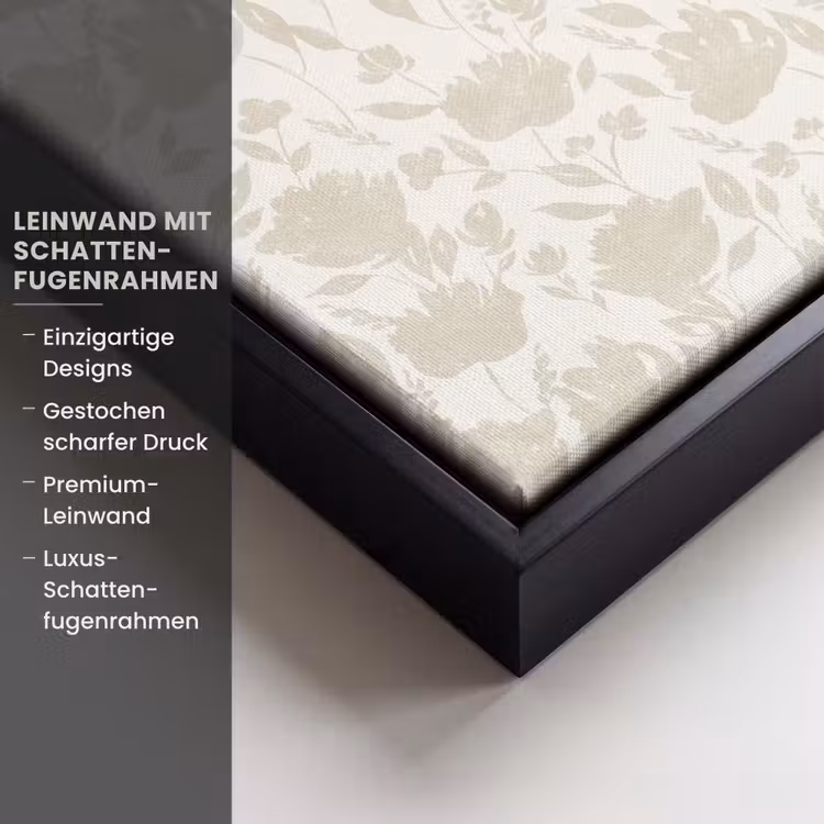 Bloemenpatroon - Silhouet - Wit Canvas met baklijst klein 1125 -uniquesellingpoint_productkenmerken_DE