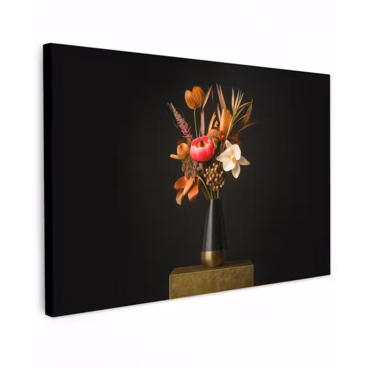 Boeket - Oranje - Gouden - vaas canvas 2cm klein -z3d