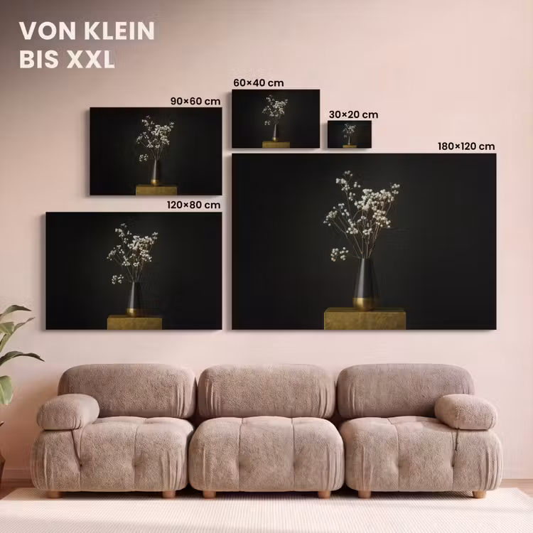 Bloembollen - Wit - Vaas - Minimalistisch canvas 2cm klein -Xsfeer8_DE