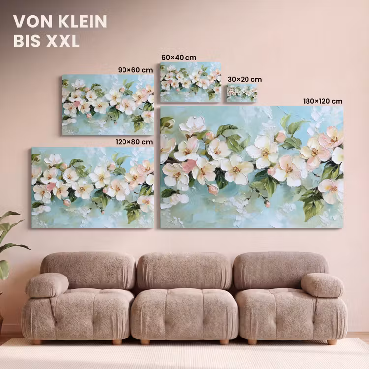 Bloesem - Bladeren - Lichtblauw canvas 2cm klein -Xsfeer8_DE