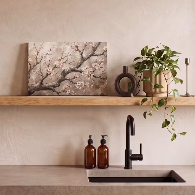 Bloesem - Takken - Schilderij - Beige - Serene canvas 2cm klein -sfeer3