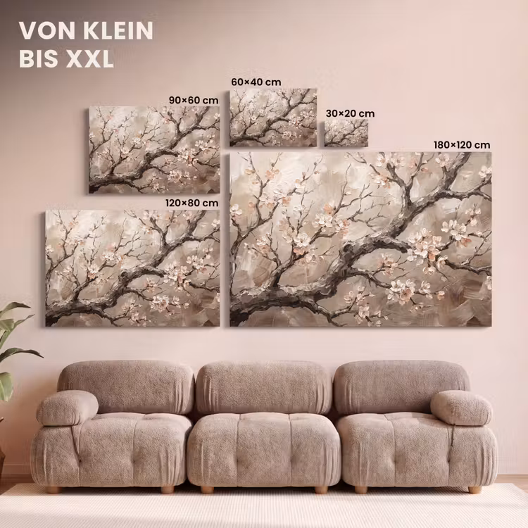 Bloesem - Takken - Schilderij - Beige - Serene canvas 2cm klein -Xsfeer8_DE