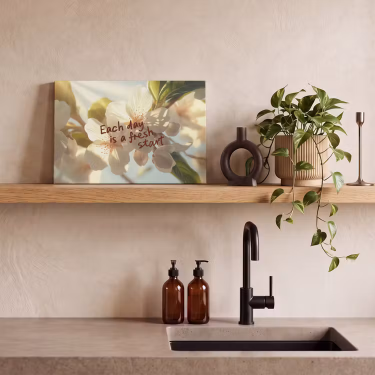 Bloesems - Zonlicht - Quote - Wit canvas 2cm klein -sfeer6