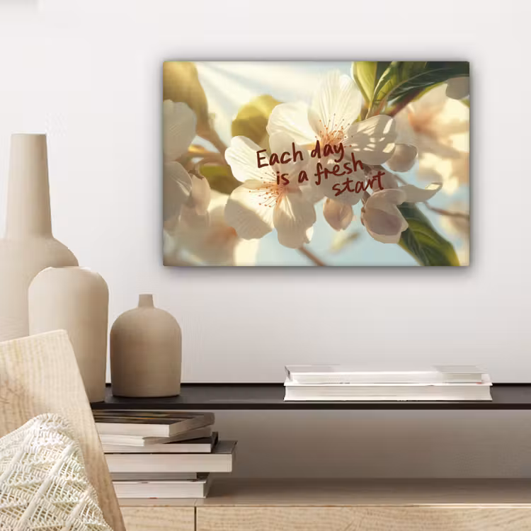 Bloesems - Zonlicht - Quote - Wit canvas 2cm klein -closeup_print_DE