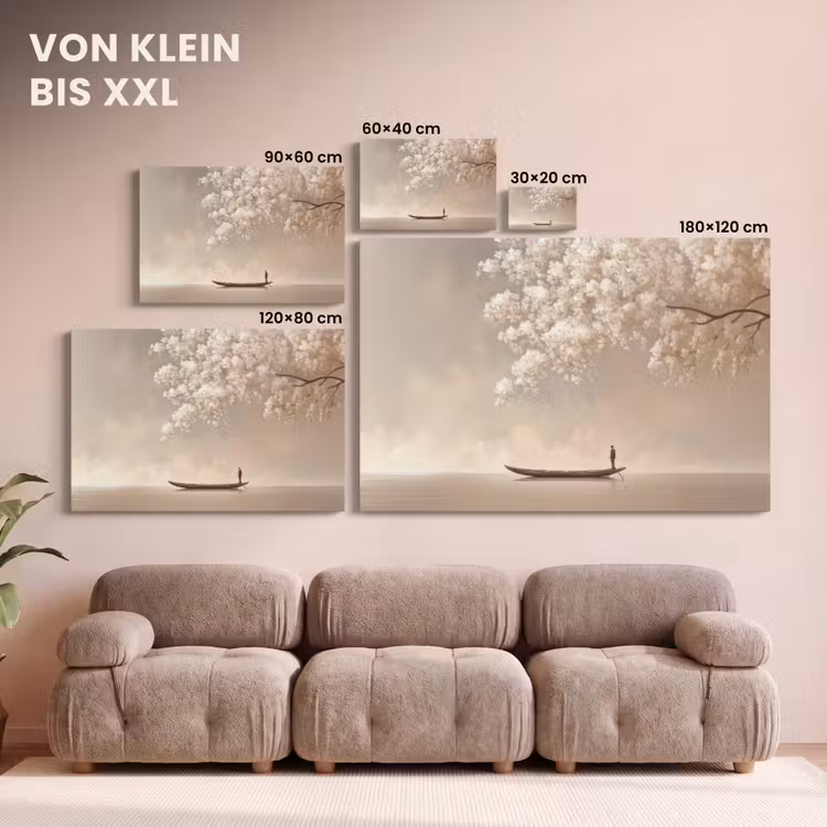 Bloesems - Wit - Boot - Minimalistisch canvas 2cm klein -Xsfeer8_DE