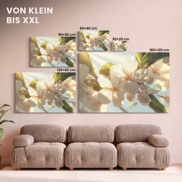 Bloesems - Wit - Zonnestralen - Bloemblaadjes canvas 2cm klein -Xsfeer8_DE
