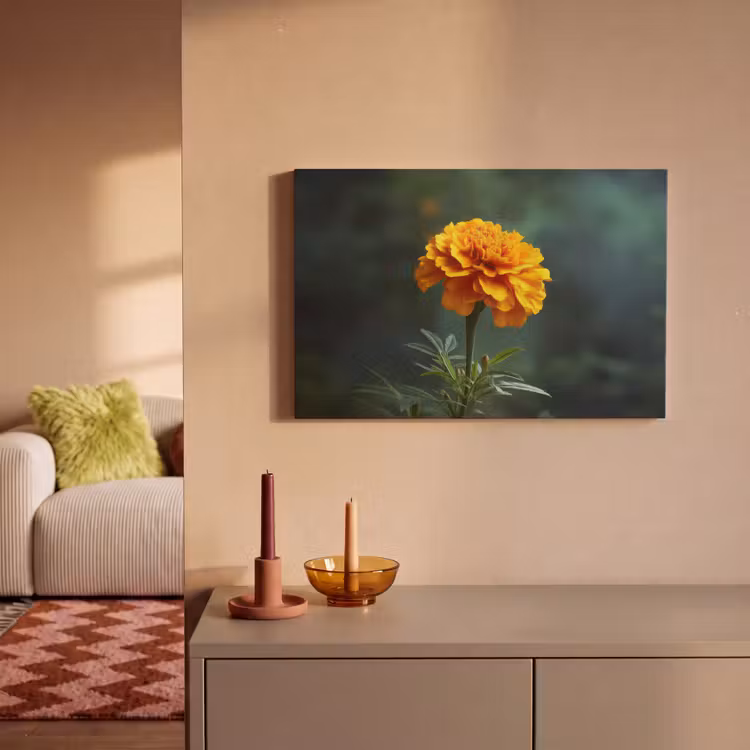Bloemblaadjes - Afrikaan - Oranje - Wazig canvas 2cm klein -sfeer1