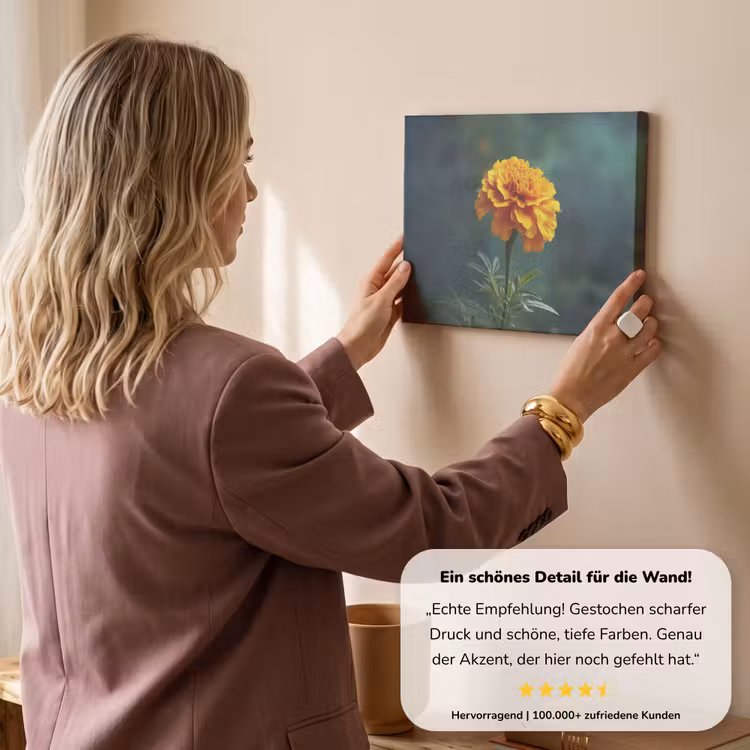 Bloemblaadjes - Afrikaan - Oranje - Wazig canvas 2cm klein -Xsfeer7_DE