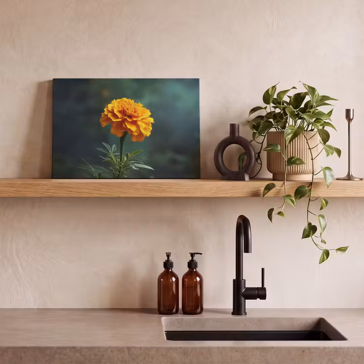 Bloemblaadjes - Afrikaan - Oranje - Wazig canvas 2cm klein -sfeer3