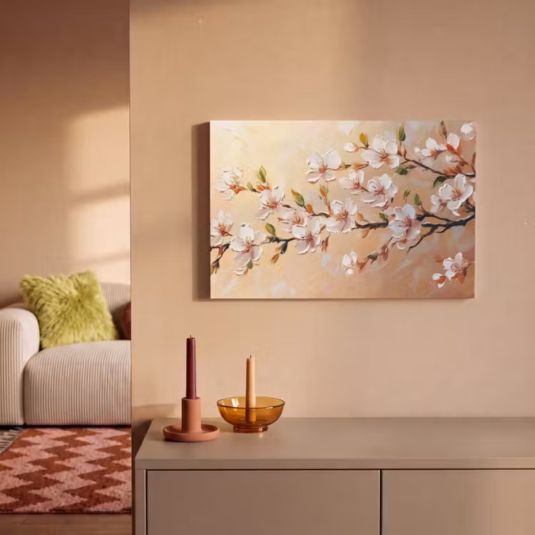 Bloesemtakken - Schilderachtig - Roze canvas 2cm klein -sfeer1