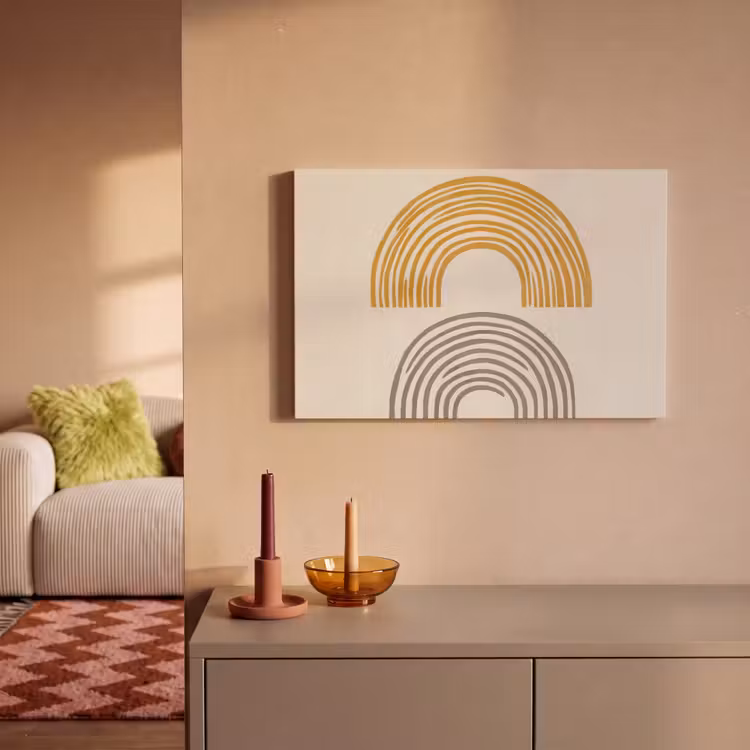 Bogen - Lijnen - Oranje - Minimalistisch canvas 2cm klein -sfeer1