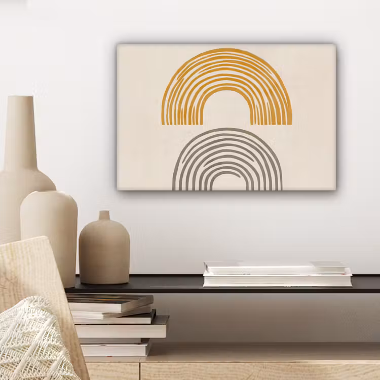 Bogen - Lijnen - Oranje - Minimalistisch canvas 2cm klein -closeup_print_DE