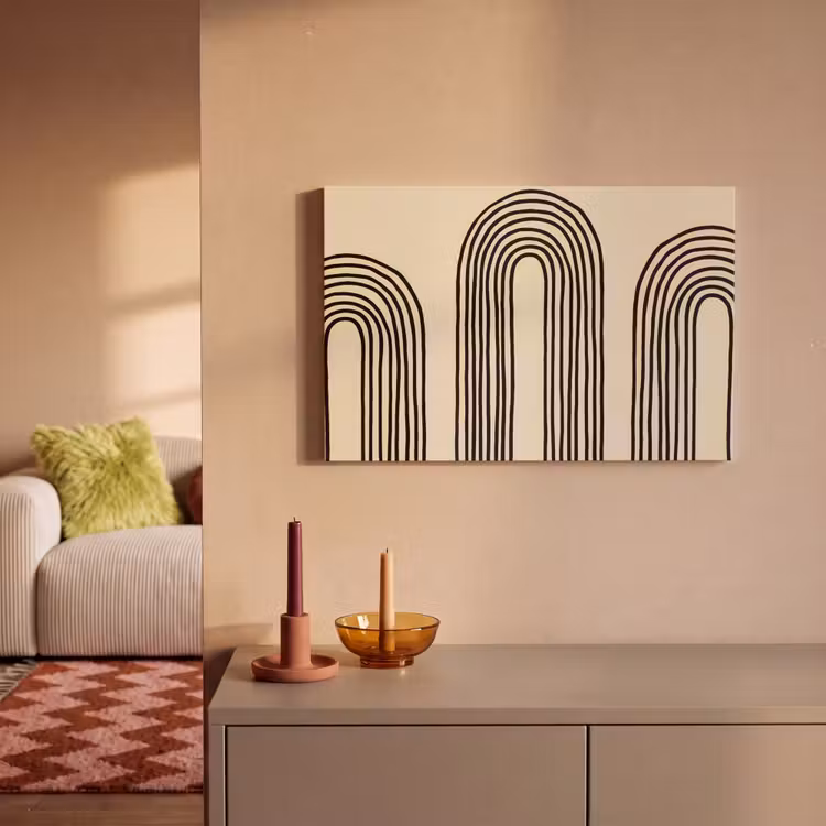 Boogvormen - Zwart - Strak canvas 2cm klein -sfeer1