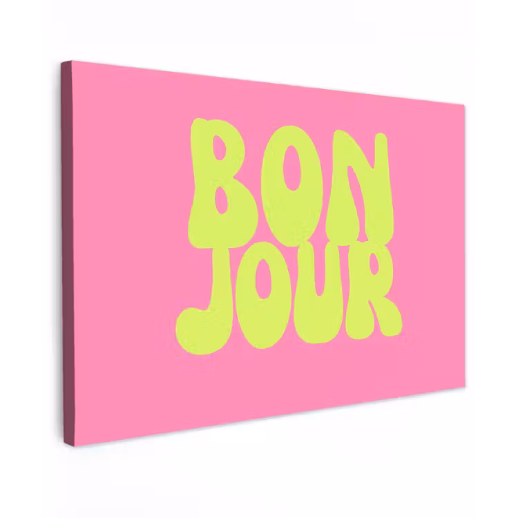 Bonjour - Roze - Fel groen canvas 2cm klein -z3d
