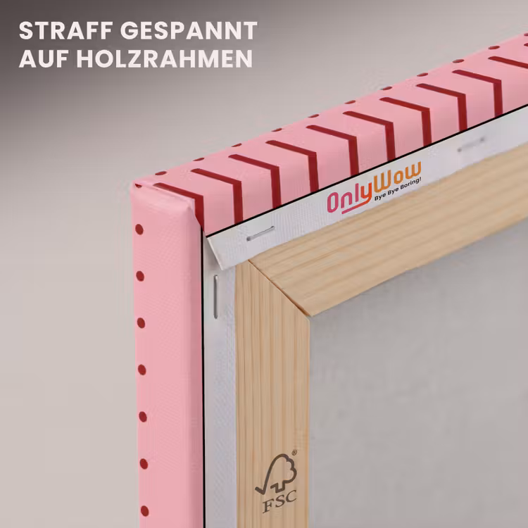 Bonjour - Stippen - Roze- Geel canvas 2cm klein -uniquesellingpoint_afwerking-onlywow_DE