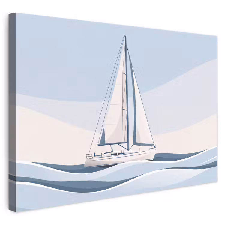 Boot - Zeil - Zee - Modern - Beige canvas 2cm klein -3d