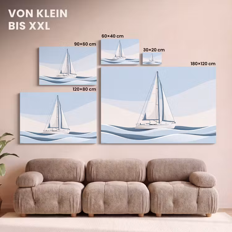 Boot - Zeil - Zee - Modern - Beige canvas 2cm klein -Xsfeer8_DE