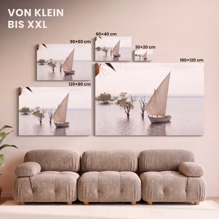 Boot - Zeil - Water - Tropisch - Natuur canvas 2cm klein -Xsfeer8_DE
