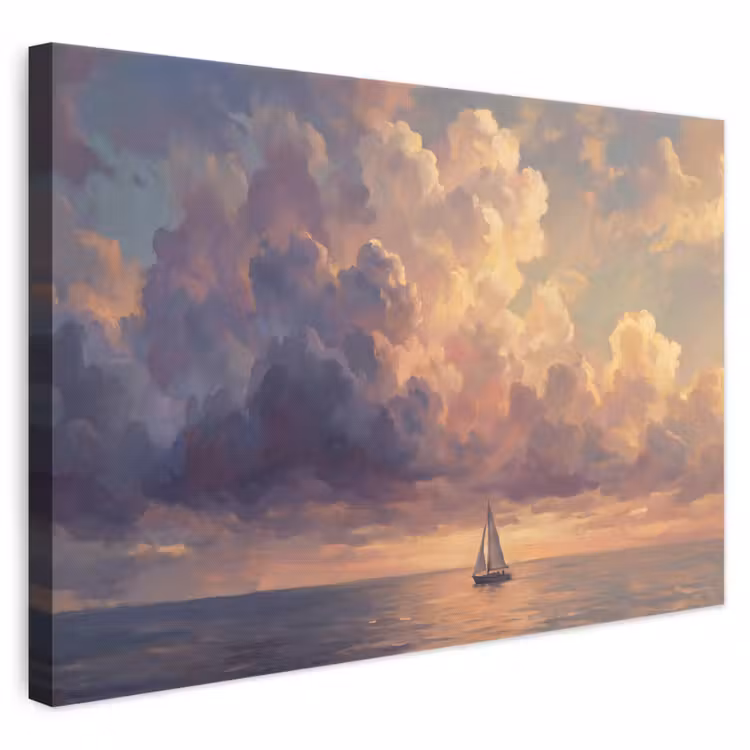 Boot - Zonsondergang - Zee - Natuur - Goud canvas 2cm klein -3d