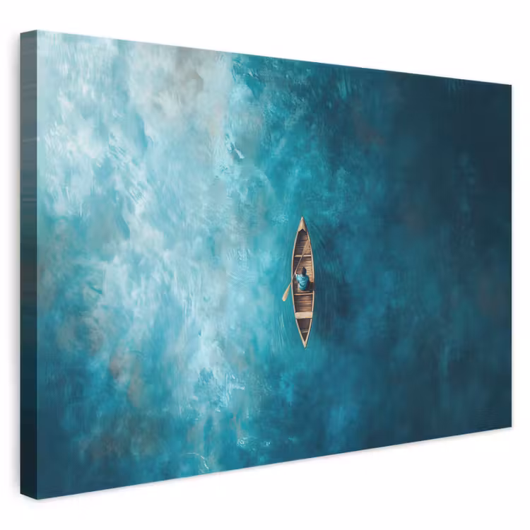 Bootje - Water - Blauw canvas 2cm klein -3d