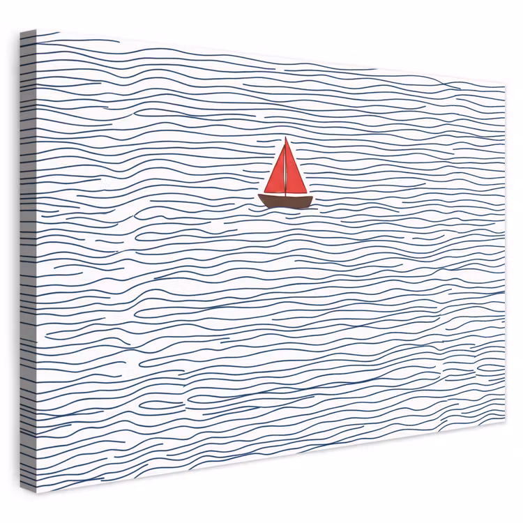 Boot - Water - Rood - Illustratie - Minimalistisch canvas 2cm klein -3d