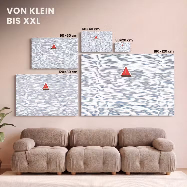 Boot - Water - Rood - Illustratie - Minimalistisch canvas 2cm klein -Xsfeer8_DE