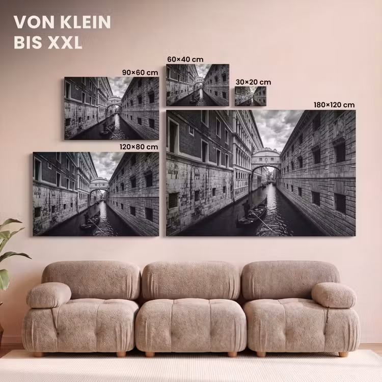 Boot - Waterweg - Stad - Zwart-wit - Architectuur canvas 2cm klein -Xsfeer8_DE