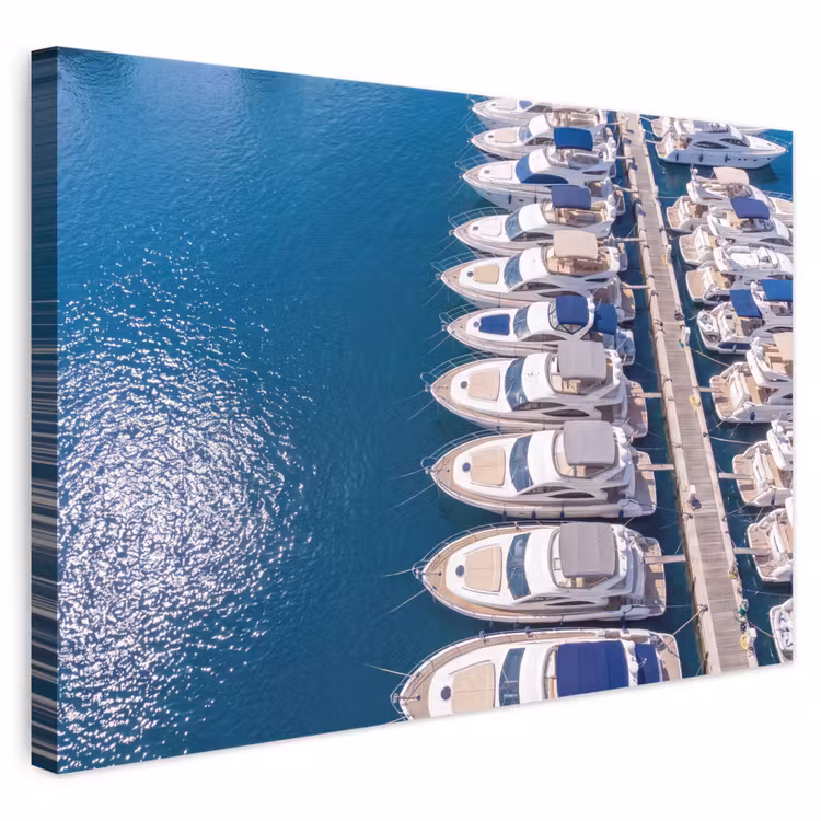 Boot - Jachthaven - Water - Zomer - Blauw canvas 2cm klein -3d