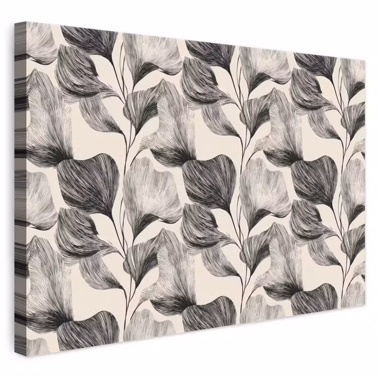 Botanisch - Bladeren - Zwart canvas 2cm klein 34 -3d