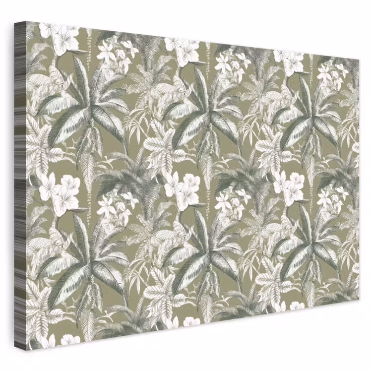 Botanisch - Bloemen - Groen canvas 2cm klein 34 -3d