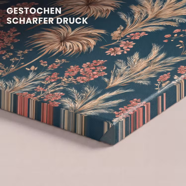 Botanisch - Patroon - Blauw canvas 2cm klein 34 -closeup_print_DE