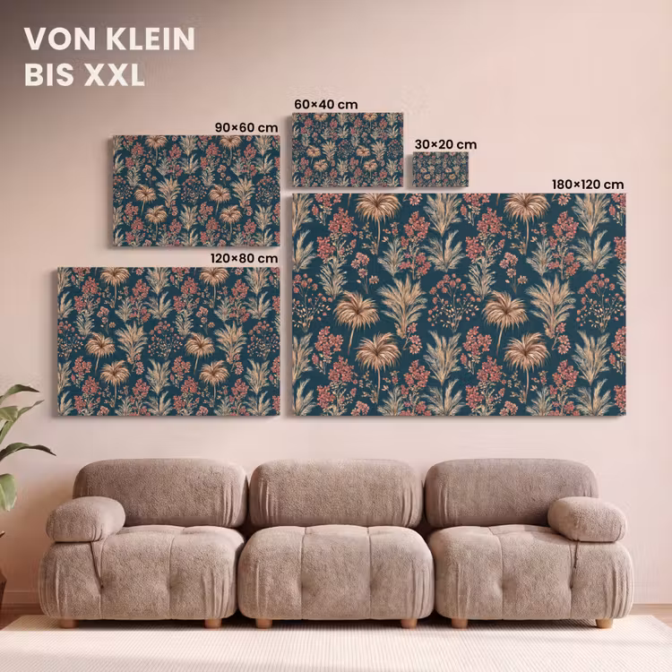 Botanisch - Patroon - Blauw canvas 2cm klein 34 -Xsfeer8_DE
