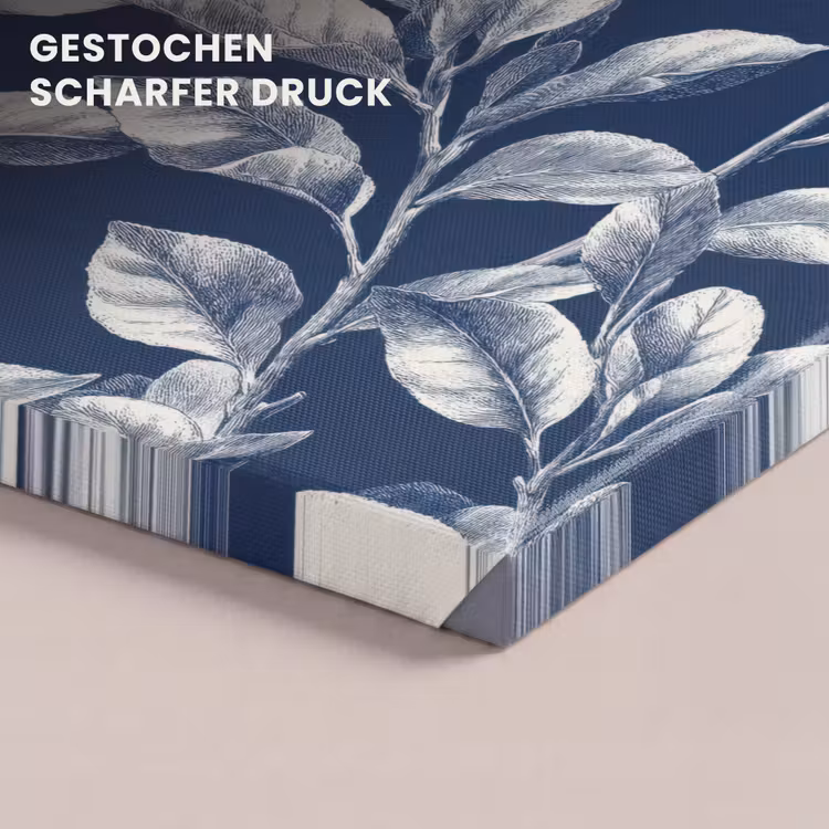 Botanisch - Patroon - Blauw canvas 2cm klein 34 -closeup_print_DE