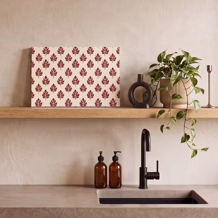 Botanisch - Patroon - Bordeaux canvas 2cm klein 34 -sfeer3