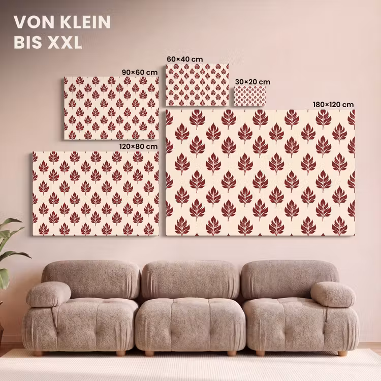 Botanisch - Patroon - Bordeaux canvas 2cm klein 34 -Xsfeer8_DE