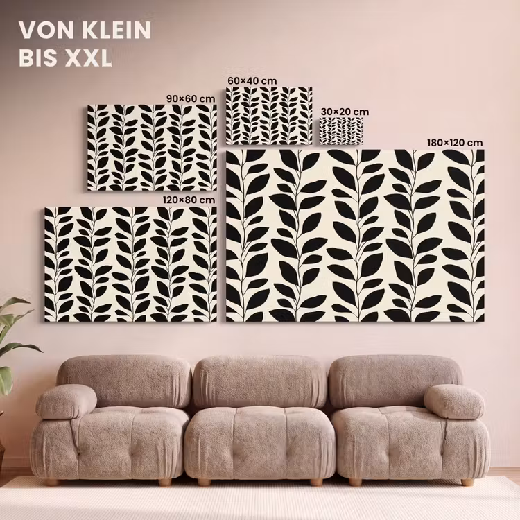 Botanisch - Dessin - Zwart - Beige canvas 2cm klein 34 -Xsfeer8_DE
