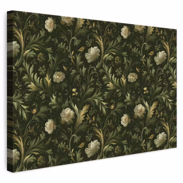Botanisch - Naadloos - Bloemen canvas 2cm klein 34 -3d